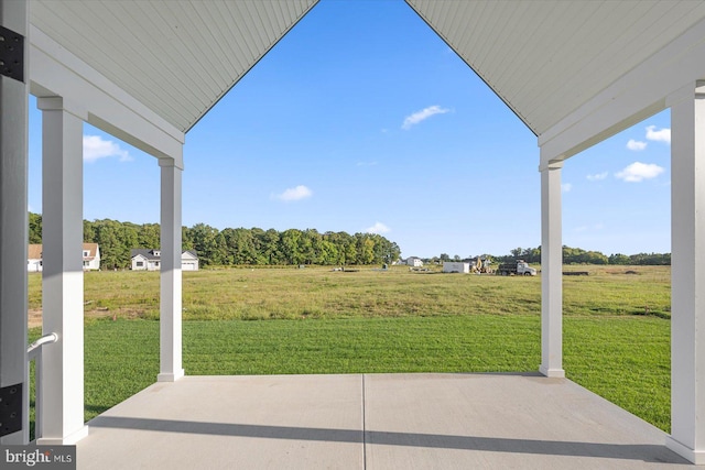 view of patio / terrace featuring a rural view