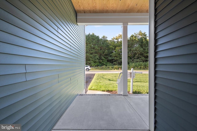 73 King Richard Rd, Berlin, MD 21811 - doorway to outside featuring wooden ceiling