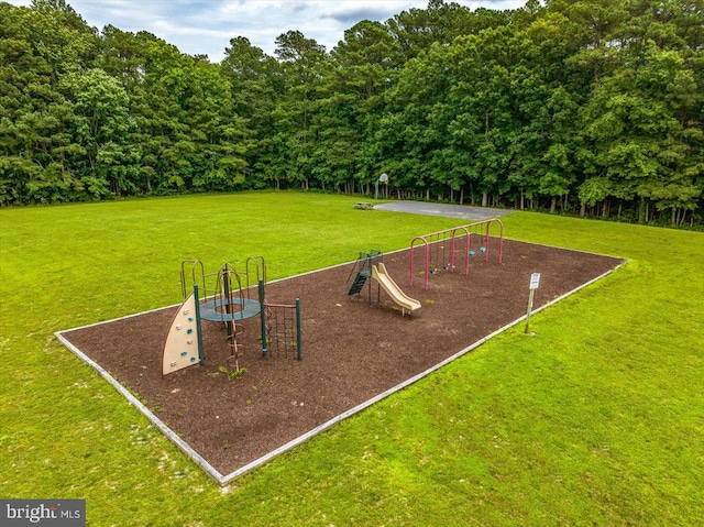 view of play area with a yard