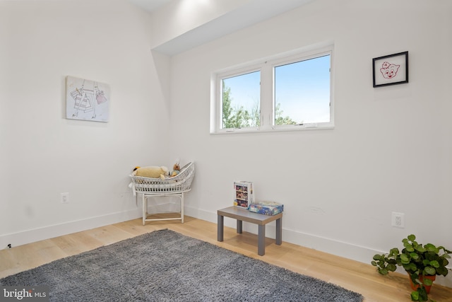 living area featuring hardwood / wood-style flooring