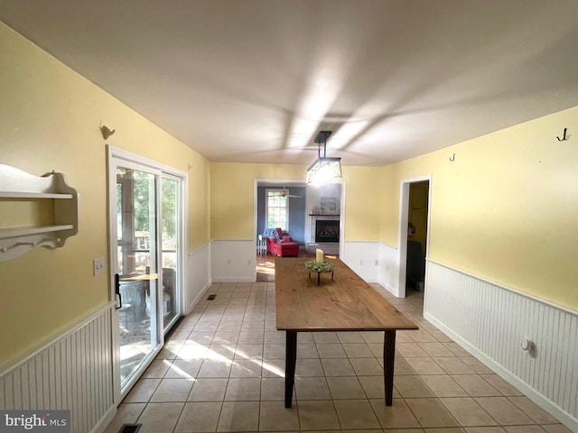 interior space featuring light tile patterned floors