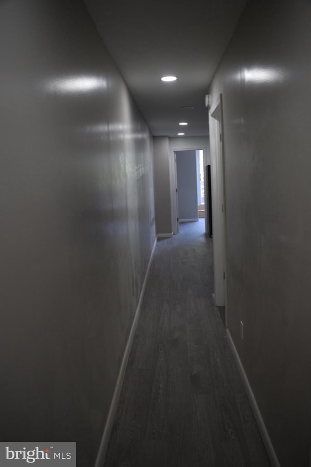 hallway featuring dark hardwood / wood-style flooring