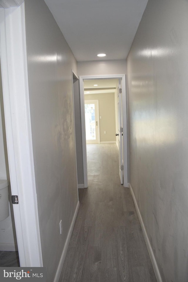 hall featuring dark hardwood / wood-style flooring