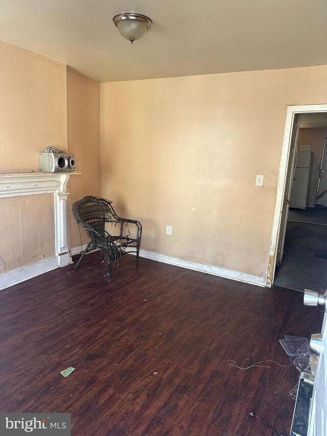 interior space with dark wood-type flooring