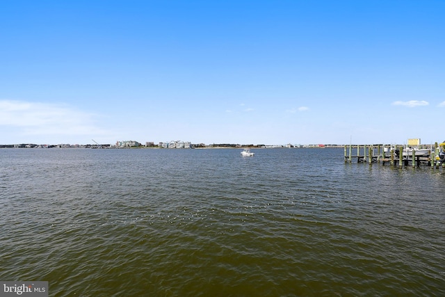 view of dock featuring a water view