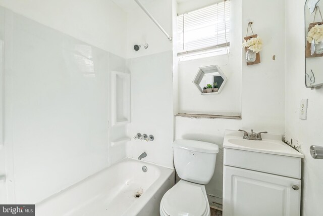 full bathroom with shower / bath combination, vanity, and toilet