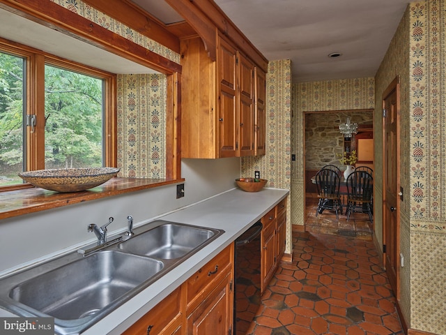 kitchen with black dishwasher and sink