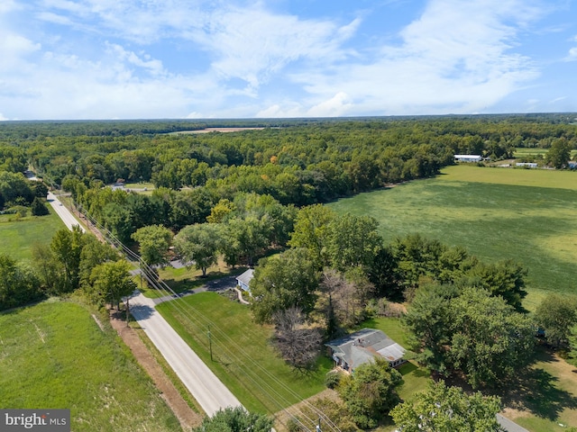 aerial view featuring a rural view