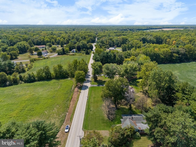 aerial view featuring a rural view