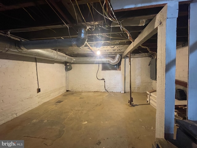 basement with electric panel