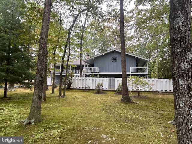 view of yard with a deck