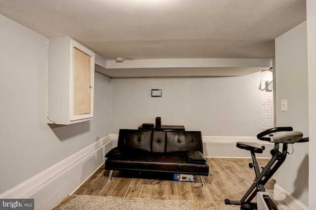 exercise room featuring hardwood / wood-style flooring