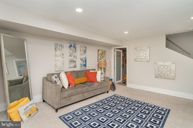 living room featuring carpet