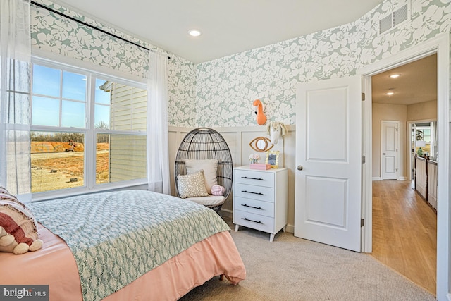 bedroom featuring light hardwood / wood-style flooring