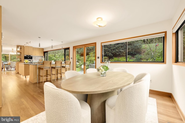 dining room with light wood-type flooring