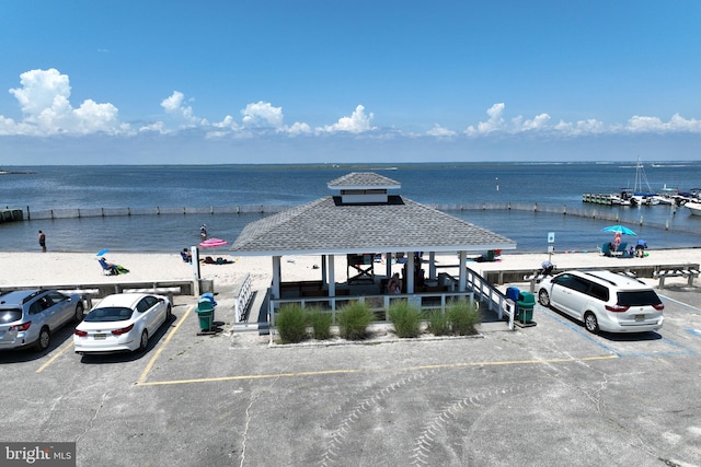 property view of water featuring a gazebo