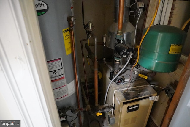 utility room with gas water heater