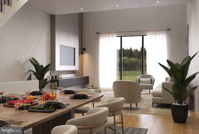 living room with light wood-type flooring