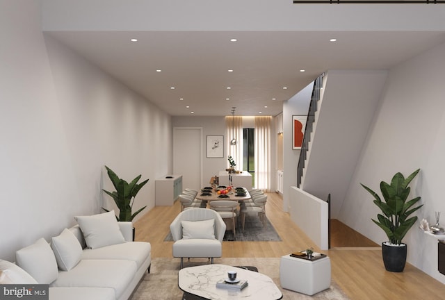 living room featuring light hardwood / wood-style flooring