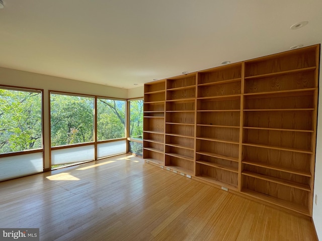 spare room with light wood-type flooring