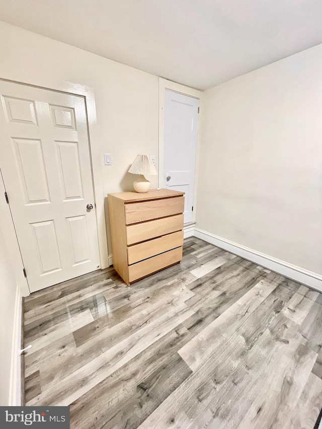 interior space featuring light hardwood / wood-style flooring and a closet