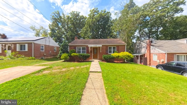 bungalow with a front lawn