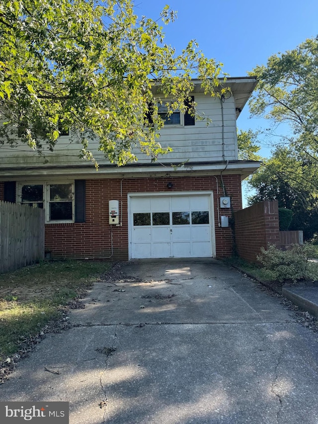 exterior space with a garage