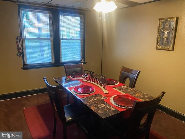 dining area featuring ceiling fan