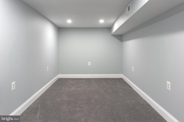 basement with carpet flooring