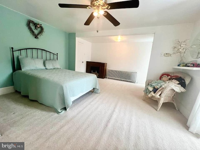 bedroom with carpet floors and ceiling fan