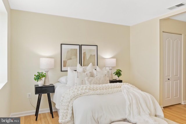 bedroom featuring light hardwood / wood-style flooring