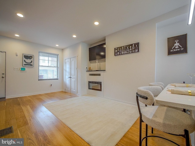 interior space with light hardwood / wood-style flooring