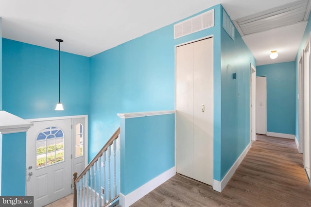 entrance foyer with wood-type flooring