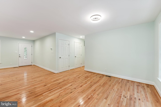 interior space with light hardwood / wood-style flooring