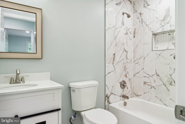 full bathroom featuring vanity, toilet, and shower / washtub combination