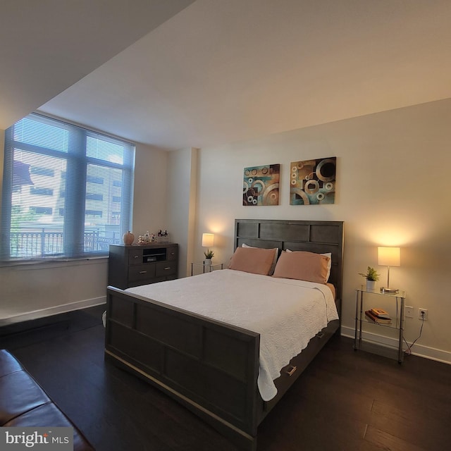 bedroom featuring dark wood-type flooring