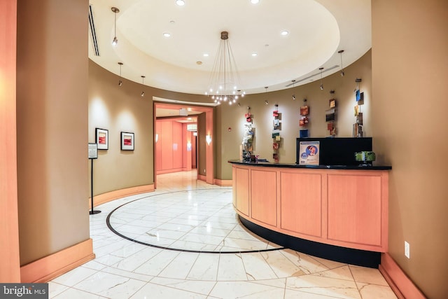 reception with an inviting chandelier