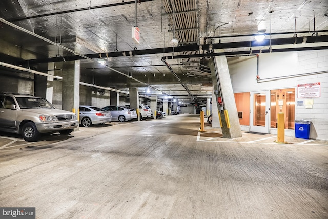 garage with french doors