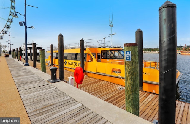 view of dock featuring a water view