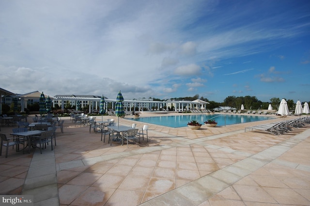 view of pool featuring a patio area