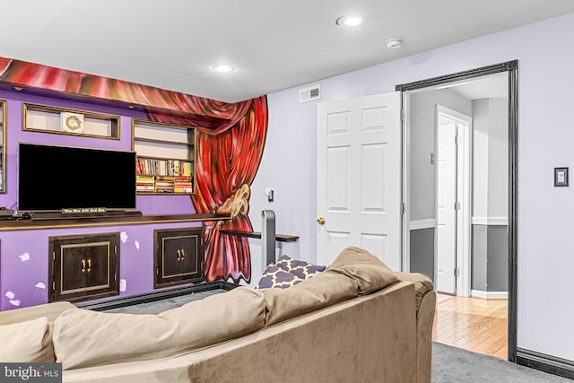 living room with wood-type flooring