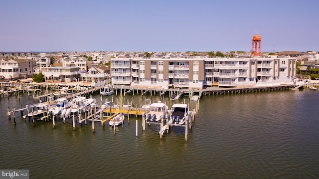 dock area featuring a water view