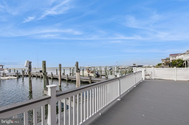 view of dock featuring a water view