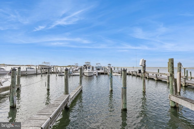 view of dock featuring a water view