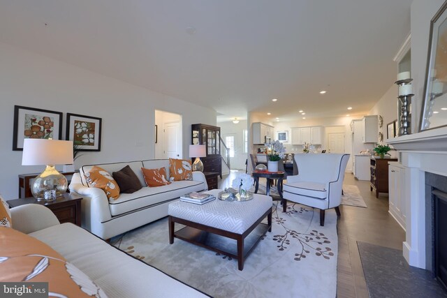 living room featuring light wood-type flooring