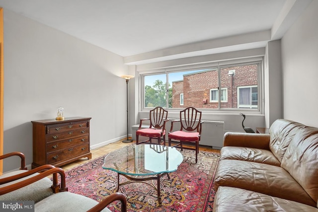 living room with light hardwood / wood-style floors