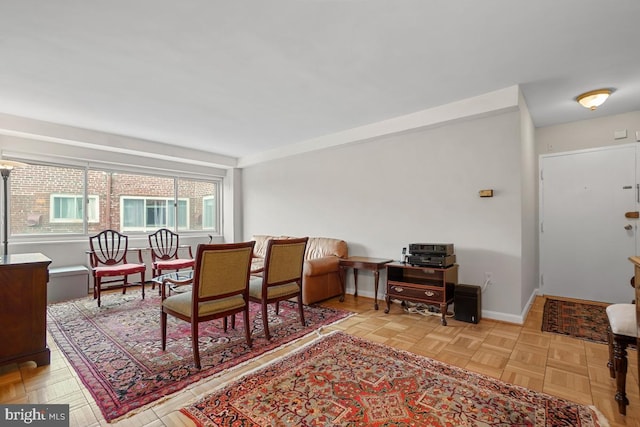 interior space featuring light parquet flooring