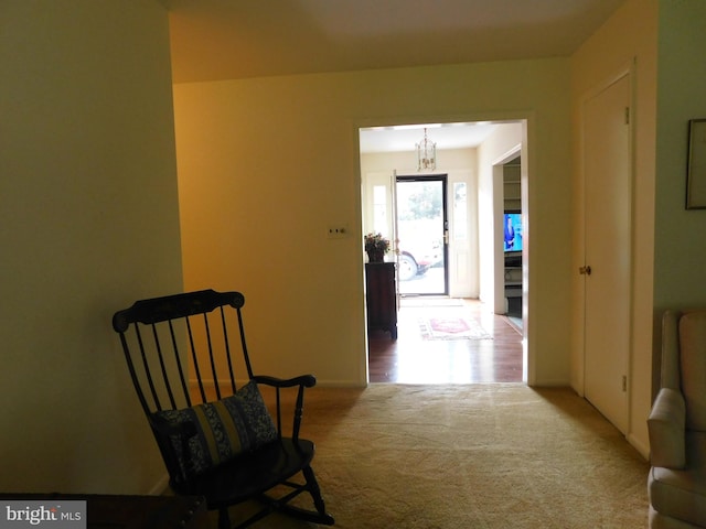 corridor with light carpet