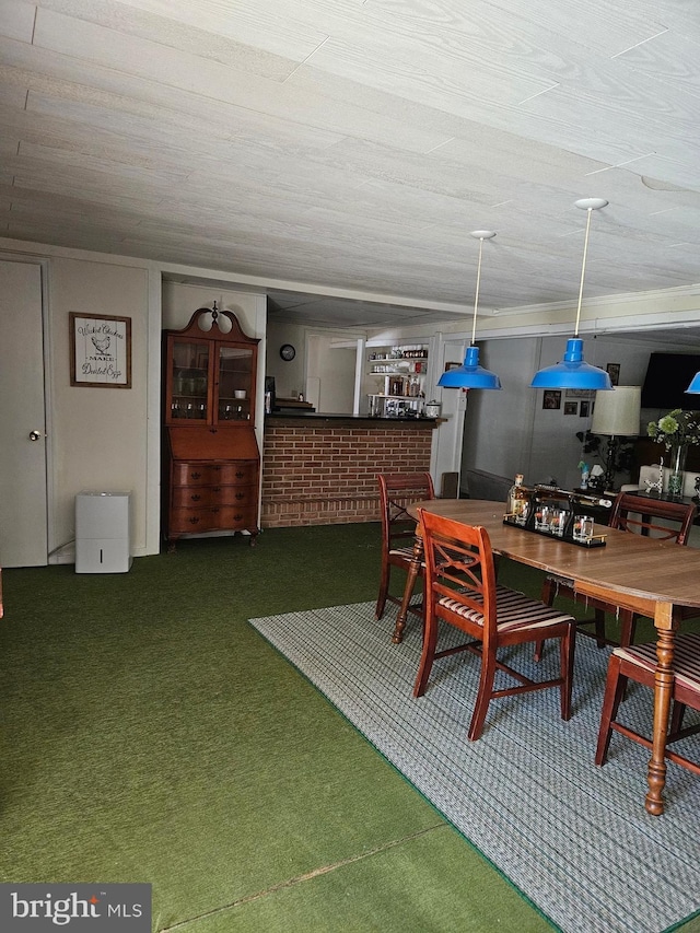 dining area featuring carpet flooring