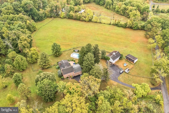 bird's eye view with a rural view